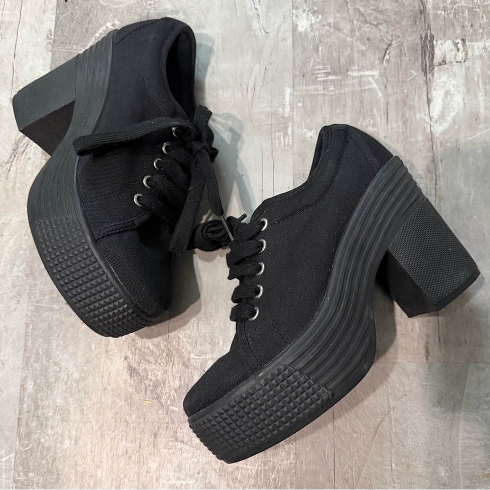 Jeffree Campbell play black Platform Women's heeled sneaker shoes boots size 7